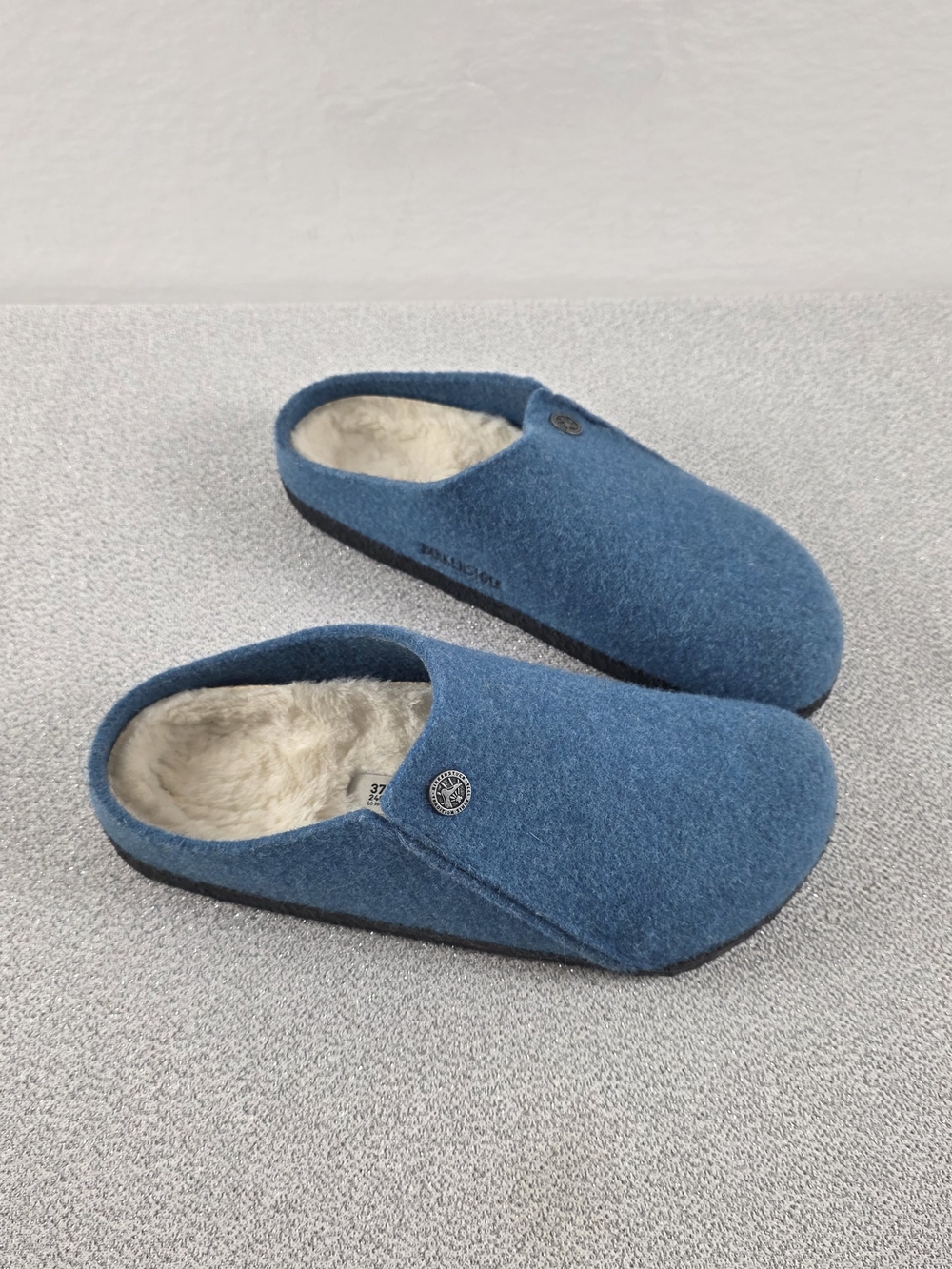 Birkenstock Zermatt Shearling Wool Felt Blue Slipper Clogs Blue Wmn's 37/6-6.5N